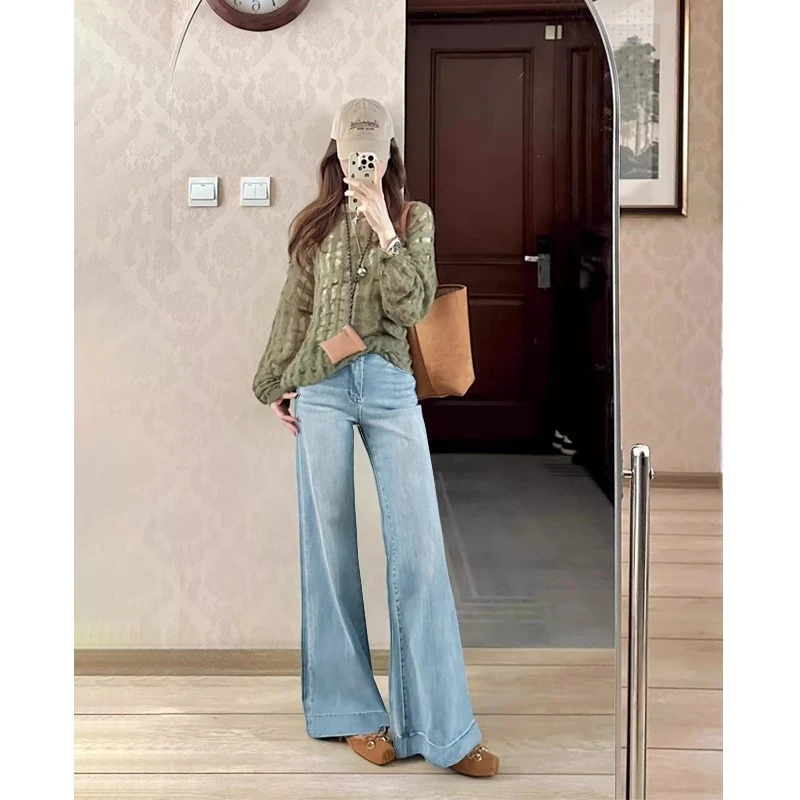 高个子孕妇裤外穿秋冬加绒裤微喇叭牛仔裤时尚春秋显瘦托腹拖地裤