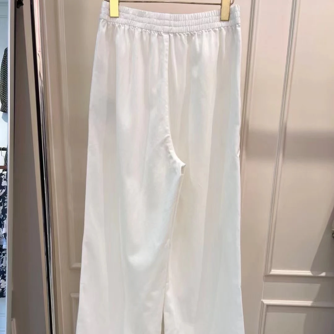 2024早春新款松紧腰休闲裤女百搭休闲通勤显瘦阔腿裤长裤子