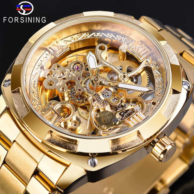 男士时尚自动机械表富西尼机械表男士商务全自动机械表夜光钢带表