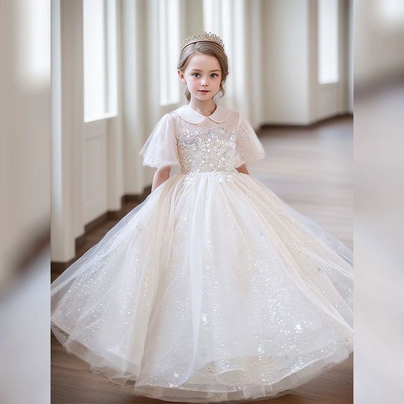 女童礼服裙走秀气质夏季蓬蓬纱花童宴会儿童节小公主裙洋气演出服