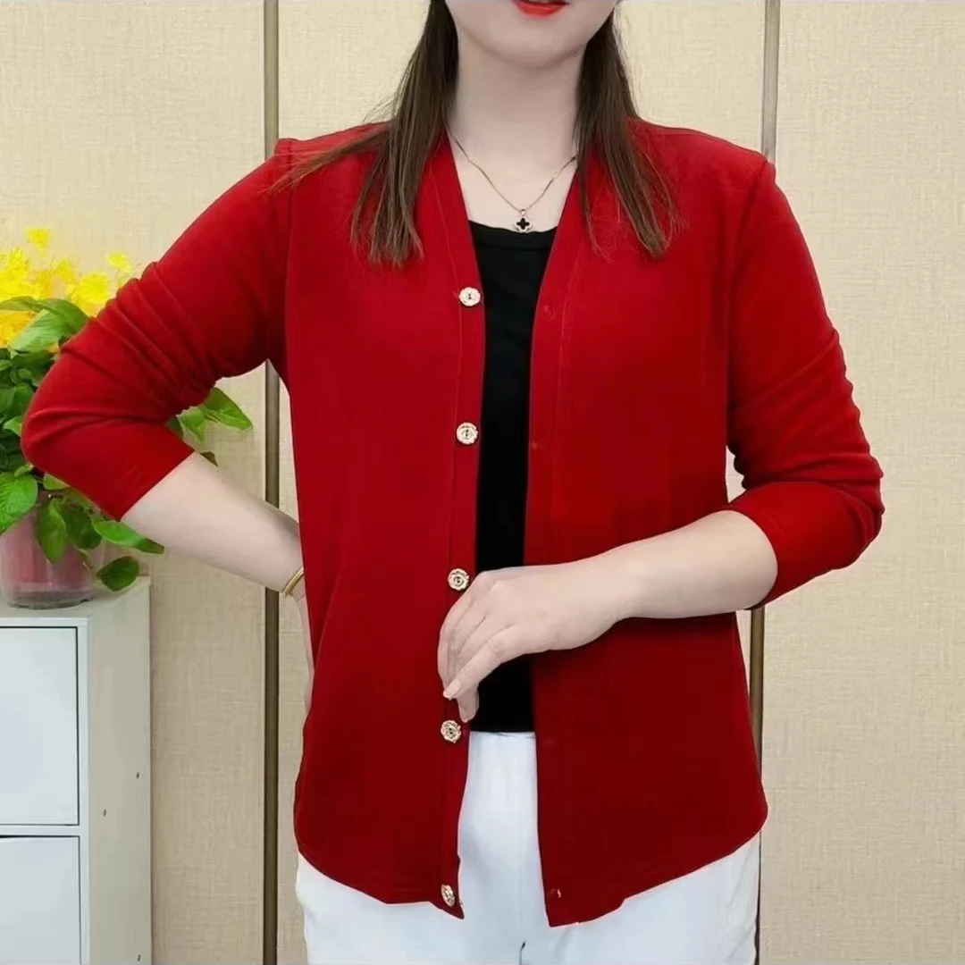 网红针织开衫外套女长袖针织衫洋气百搭纯色上衣