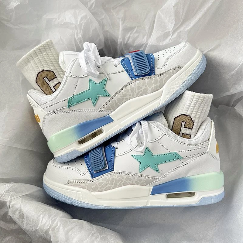 复古ins风学院百搭秋季气垫慢跑板鞋潮流情侣小白运动男女老爹鞋