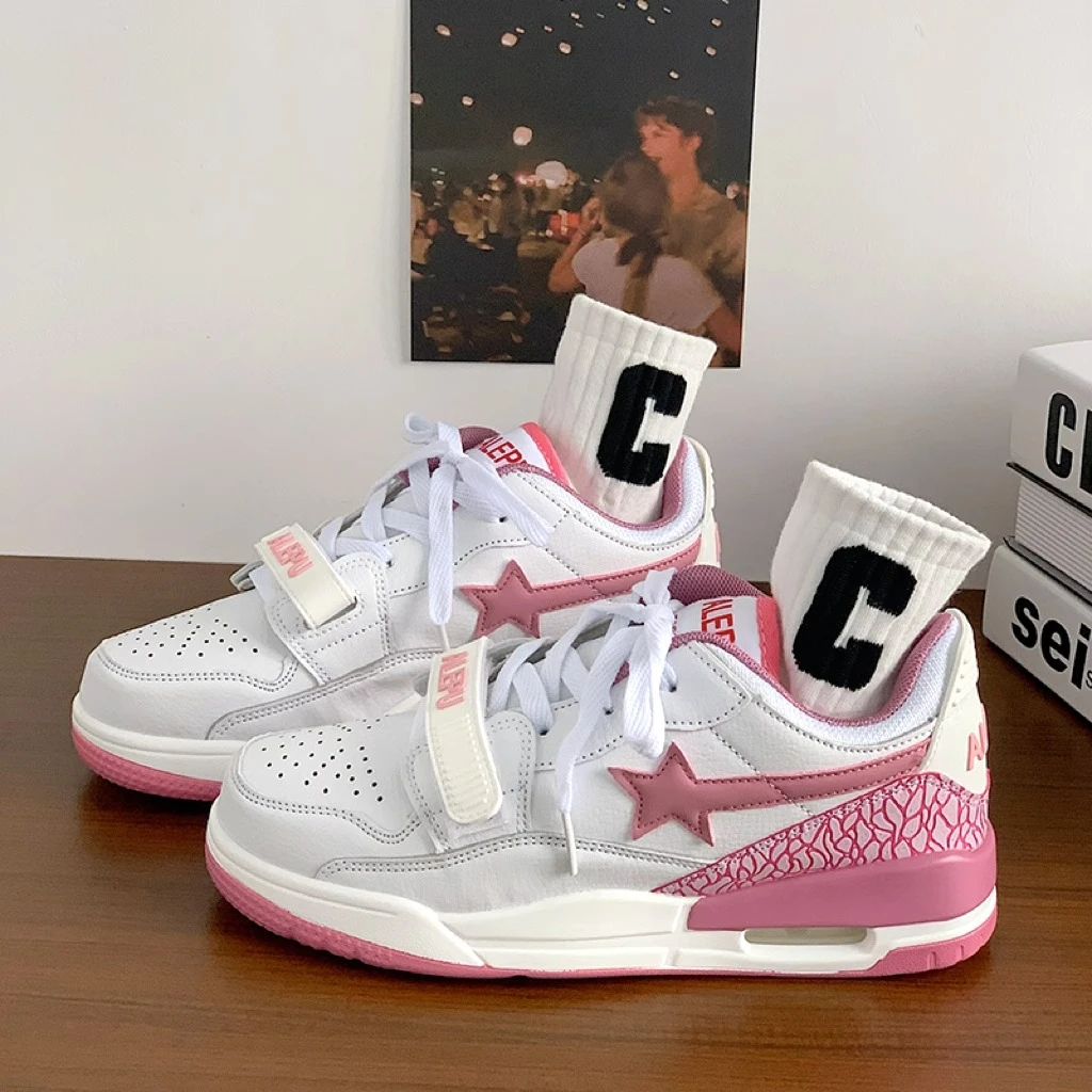 气垫星星运动鞋女2023夏季新款鞋子百搭小众设计魔术贴学生板鞋女