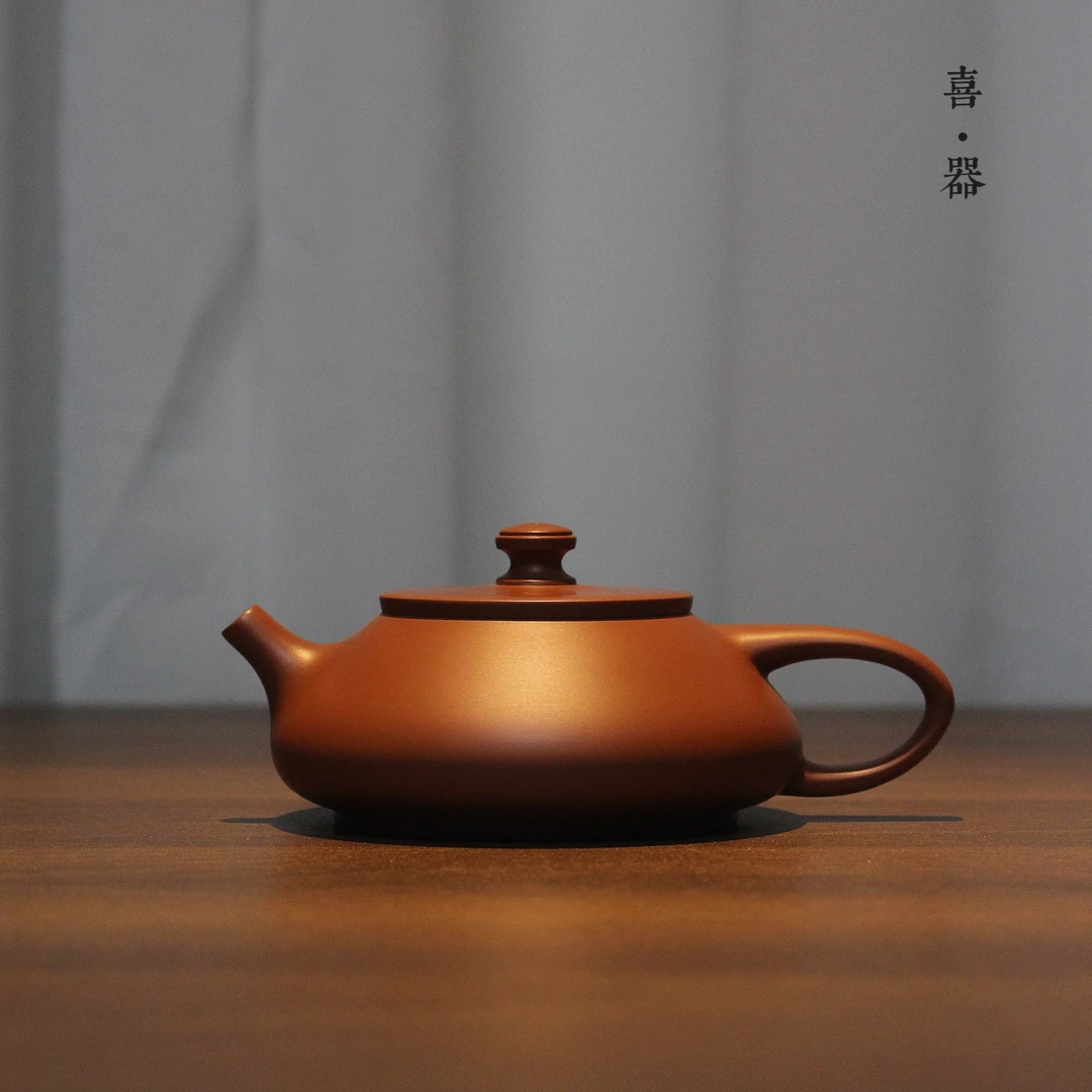 喜器趣皿【石瓢】吴翰制 约100cc 潮州朱泥手拉壶 全手工茶壶茶具