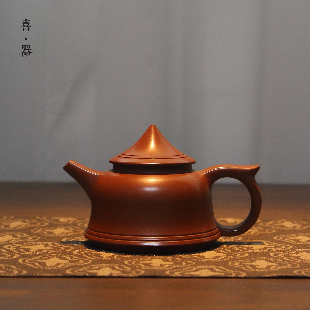 喜器 吴翰-渔翁壶 约130cc 潮州朱泥全手工手拉壶 茶具茶壶家用