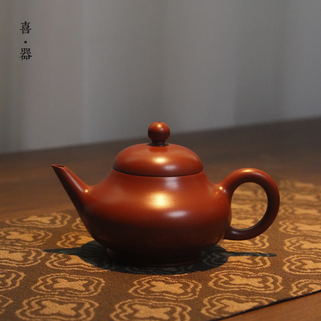 喜器 吴旭斌-剑流梨式 约110cc 潮州朱泥全手工手拉壶家用茶壶