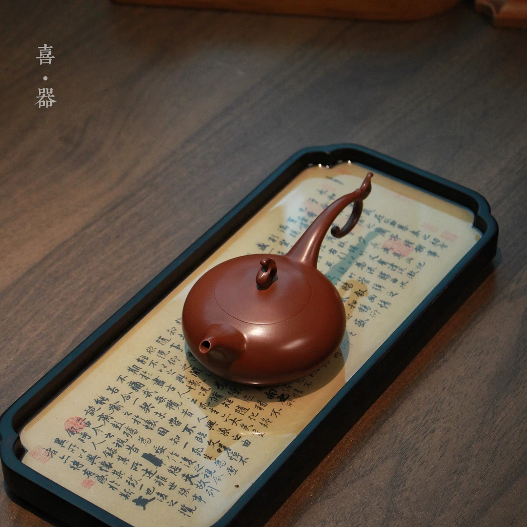 喜器趣皿 章泽伟-祥云壶 约100cc 潮州朱泥全手工手拉壶茶壶创意
