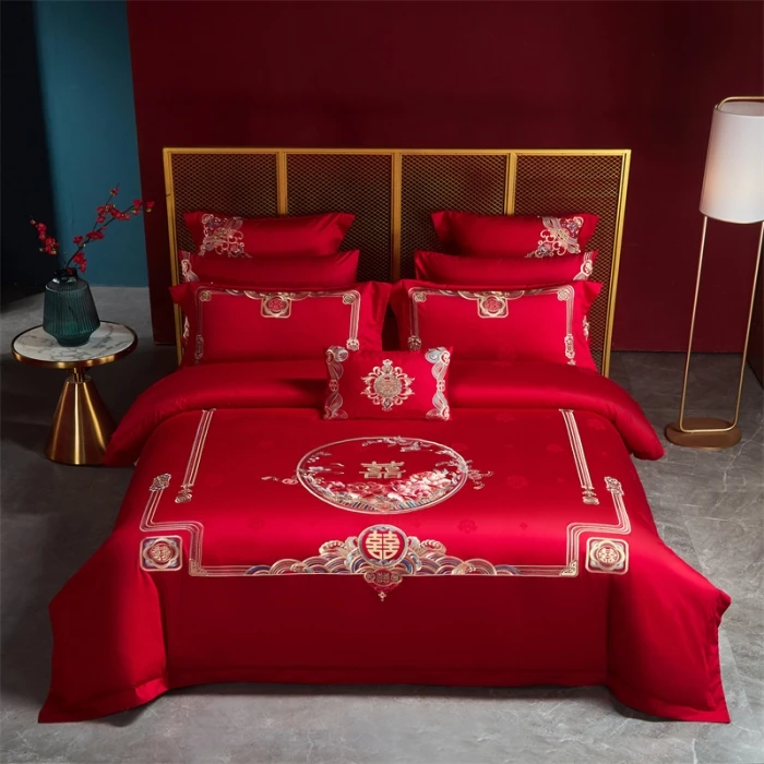 【醉兰陵】2023新款高端定制全棉160长绒棉提花刺绣款婚庆床品