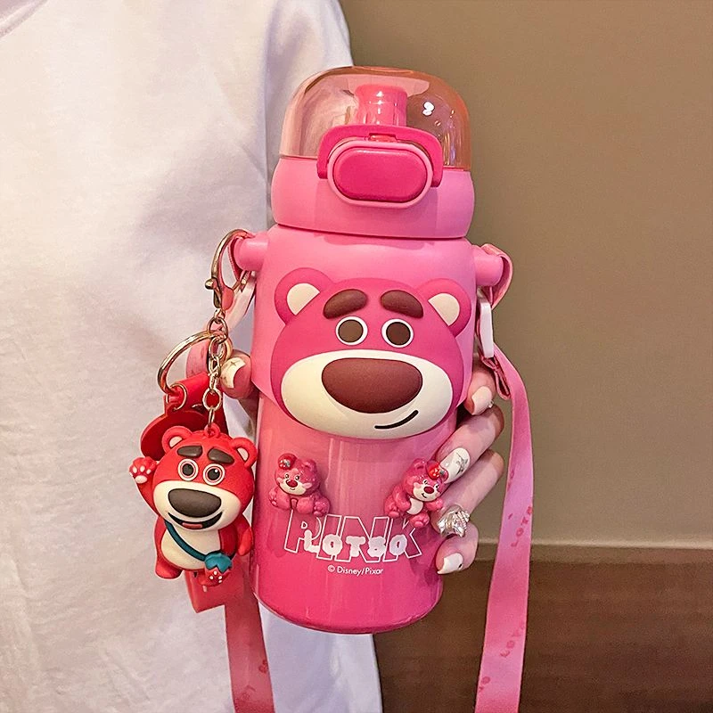 迪士尼草莓熊儿童保温杯女学生高颜值库洛米吸管水杯可爱女孩水壶