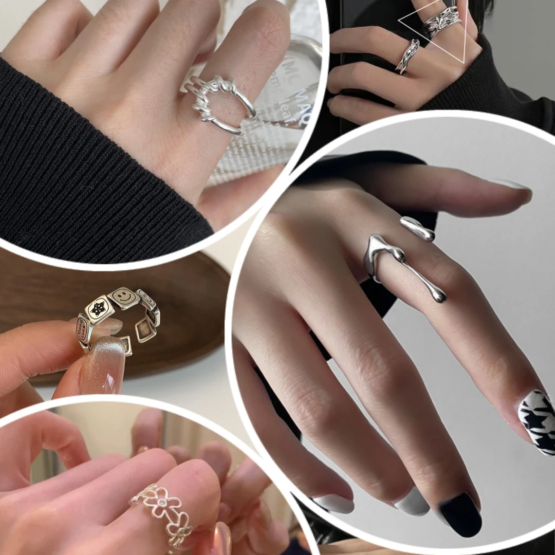 铜合金珐琅戒指 铜合金戒指   风趣冷淡风个性可调节戒指