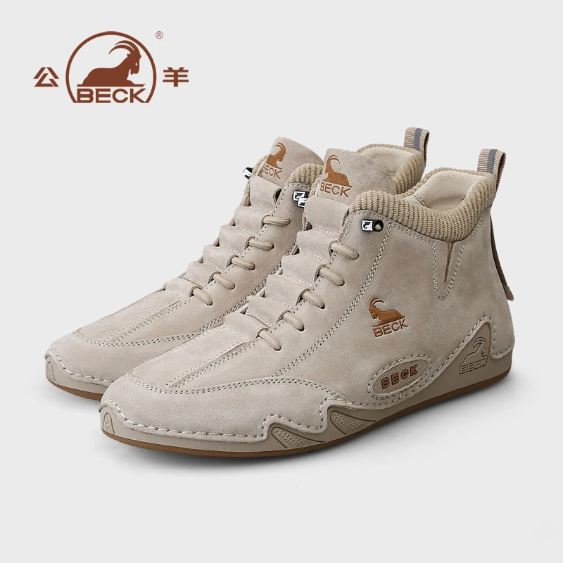 BECK/公羊新款男士中高帮真皮鞋软底意大利休闲皮鞋男潮鞋65086