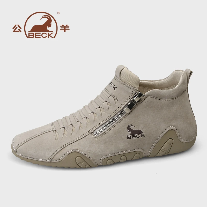 BECK/公羊头层皮新款透气男鞋手工休闲皮鞋一脚蹬5022