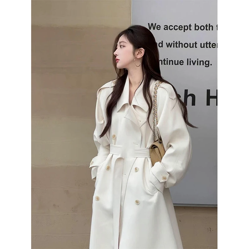 FY27【赵露思许妍】白色中长款风衣2025新款欧若风气质大衣外