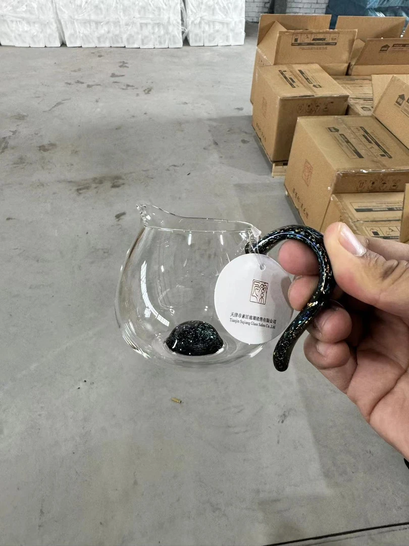素匠箐然茶海底珠款彩金把礼盒装公道杯