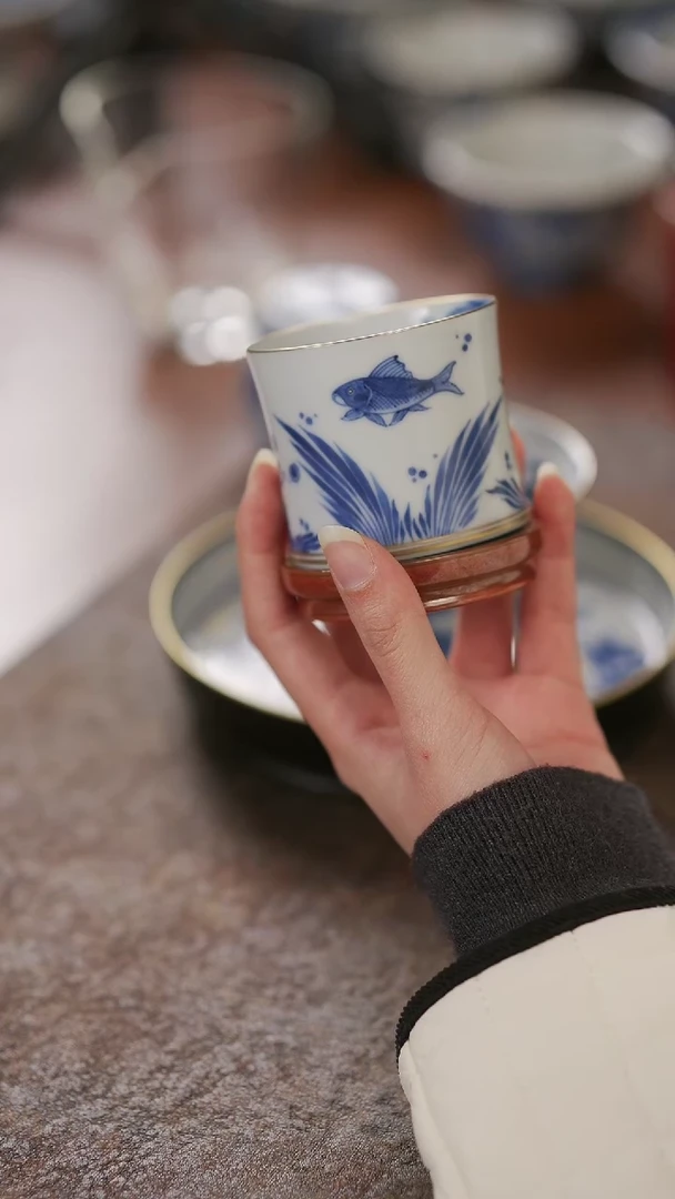 【闪购商品】陶瓷华隐堂鱼藻转转杯