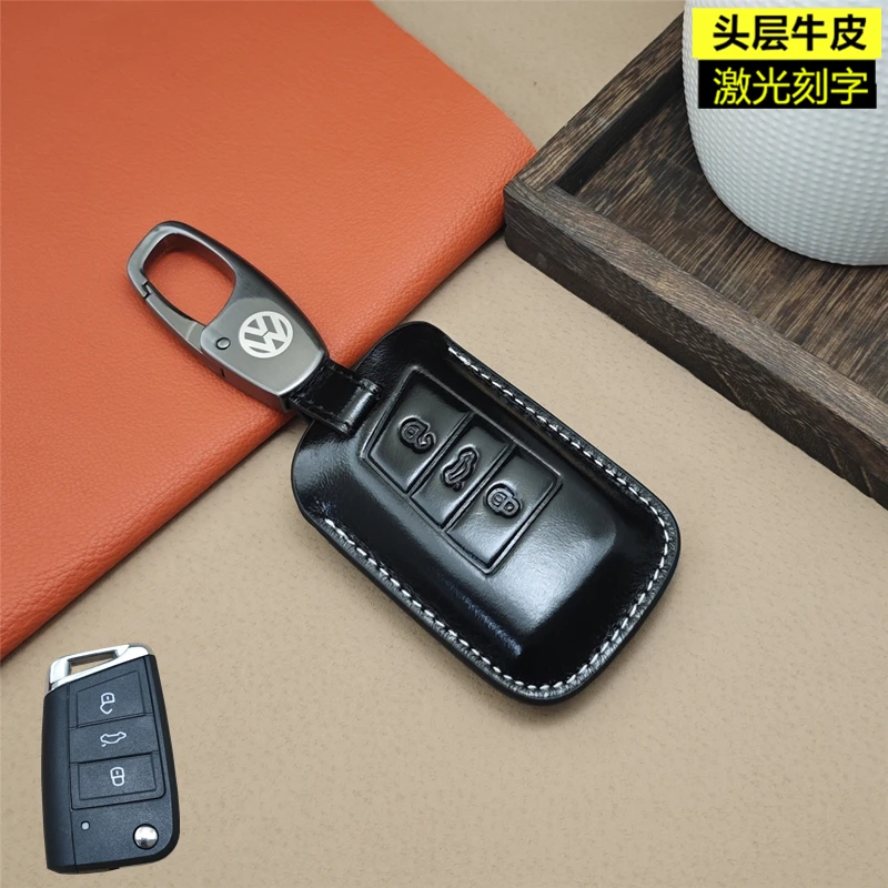 适用于大众途观l朗逸速腾途岳途昂探岳汽车用钥匙套钥匙包真皮扣