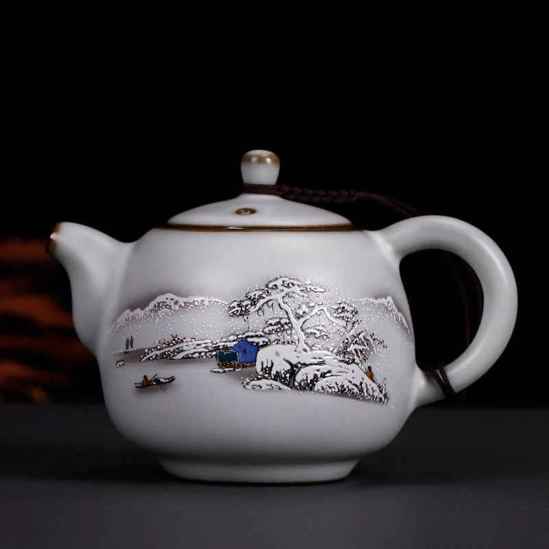 铁胎汝窑茶壶开片可养陶瓷功夫茶具红茶泡单壶小容量西施壶手工壶