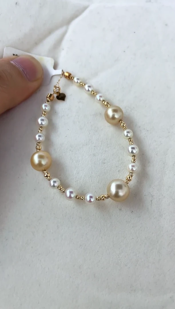 【闪购商品】海水珍珠手绳18K金镶嵌手链