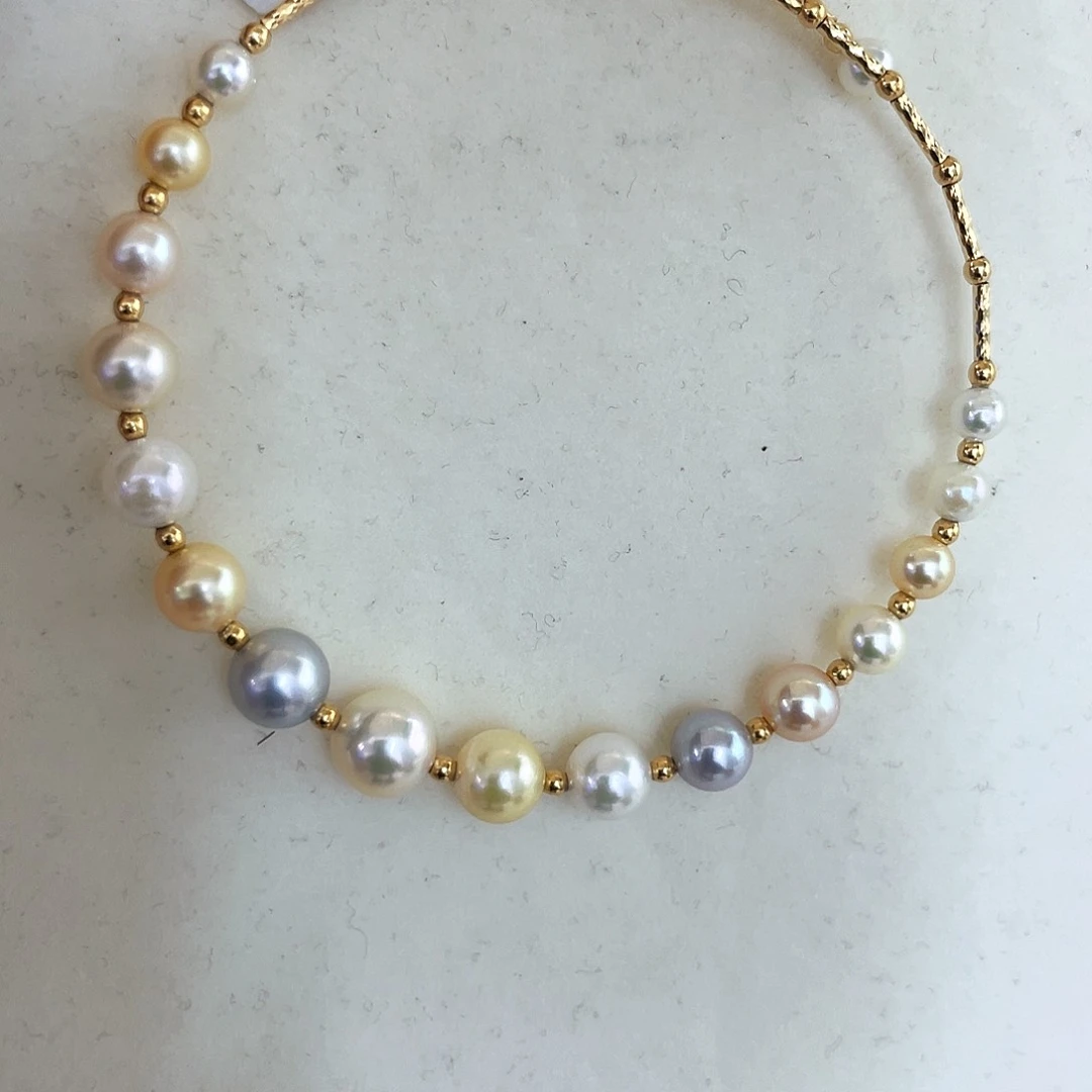 海水珍珠手镯18K金镶嵌