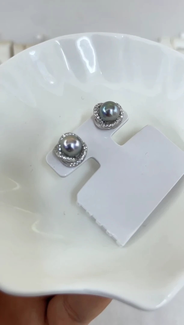 【闪购商品】海水珍珠耳饰银S925镶嵌真多麻耳钉