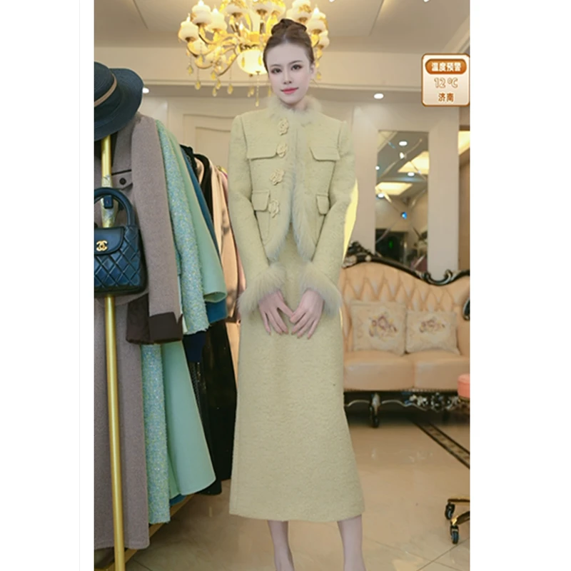 T365冬加棉加厚两件套长袖连衣裙减龄遮肉显瘦气质