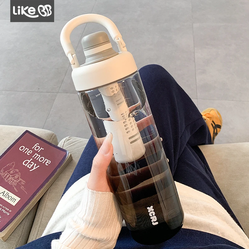 简约大容量水杯男女生高颜值夏天带茶隔2025新款塑料学生运动杯子
