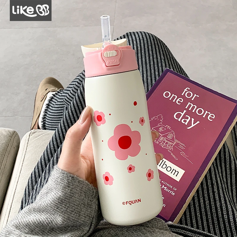 LikeBB保温杯女生高颜值带吸管水杯女新款办公室便携学生喝水杯子