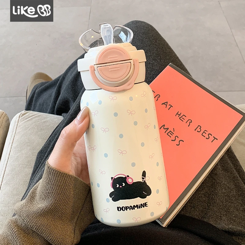 LikeBB保温杯女生高颜值吸管水杯女便携学生双饮316杯子生日礼物