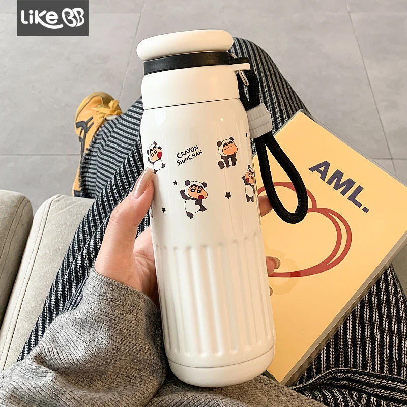 LikeBB蜡笔小新保温杯女生大容量带吸管水杯女新款高颜值双饮杯子
