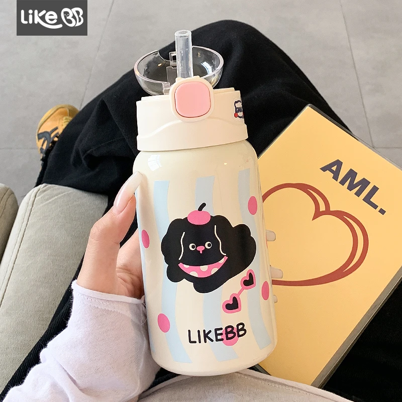 LikeBB可爱保温杯女生高颜值带吸管水杯女新款便携学生不锈钢杯子