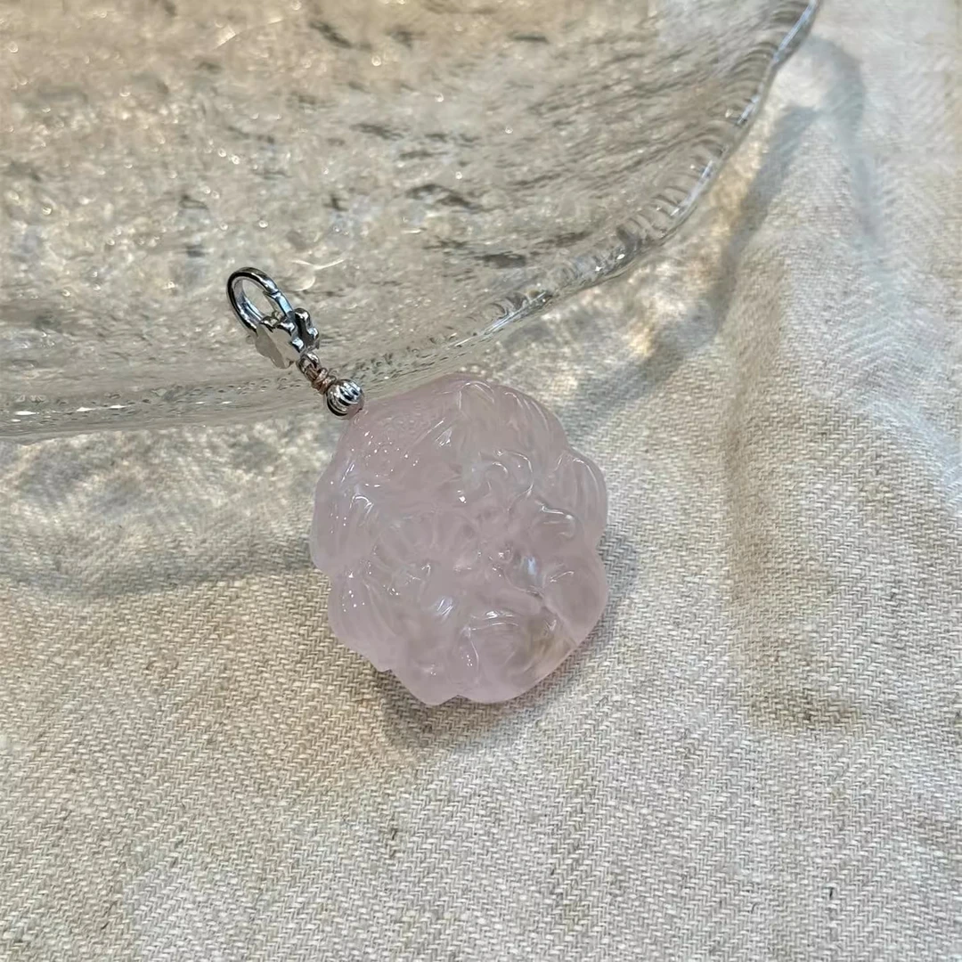 吊坠925银 M8041 粉色九尾灵狐圆牌吊坠