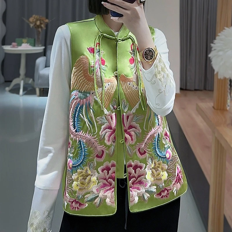 新中式-唐装中国风马夹重工刺绣复古休闲时尚绣花显瘦百搭提花