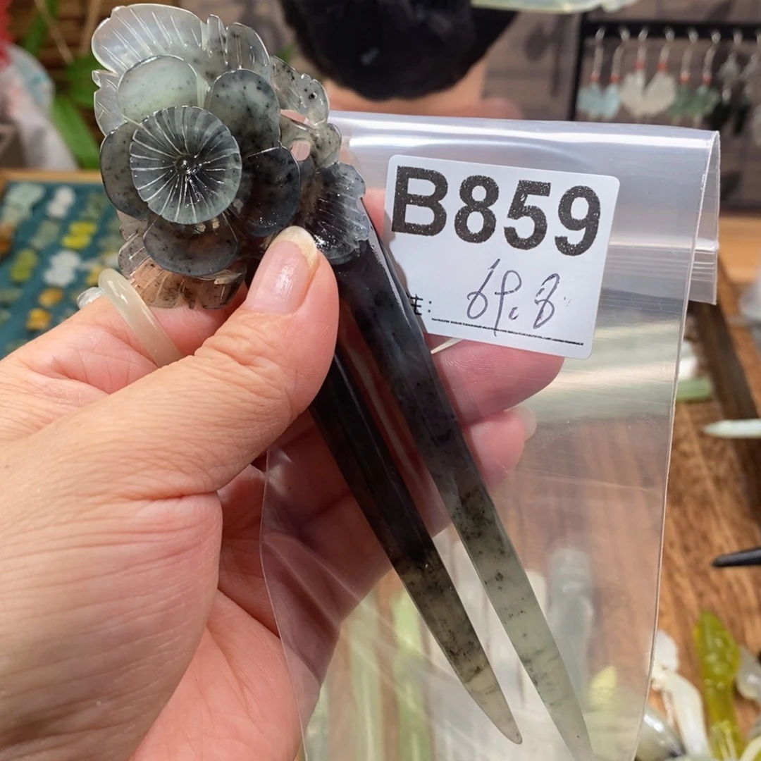 蛇纹石玉玉簪合金露*