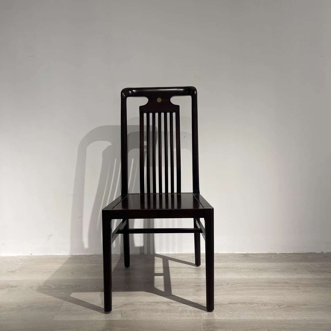 新中式乌金木实木餐椅家用富贵餐桌椅餐厅吃饭椅子实木简约靠背椅