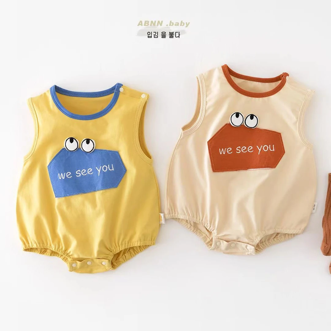 纯棉婴儿衣服女宝宝包屁衣春秋季三角哈衣爬服新生儿简约风连体衣