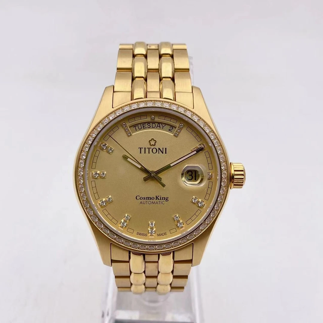 未使用 Titoni/梅花 宇宙797自动机械带钻经典男表