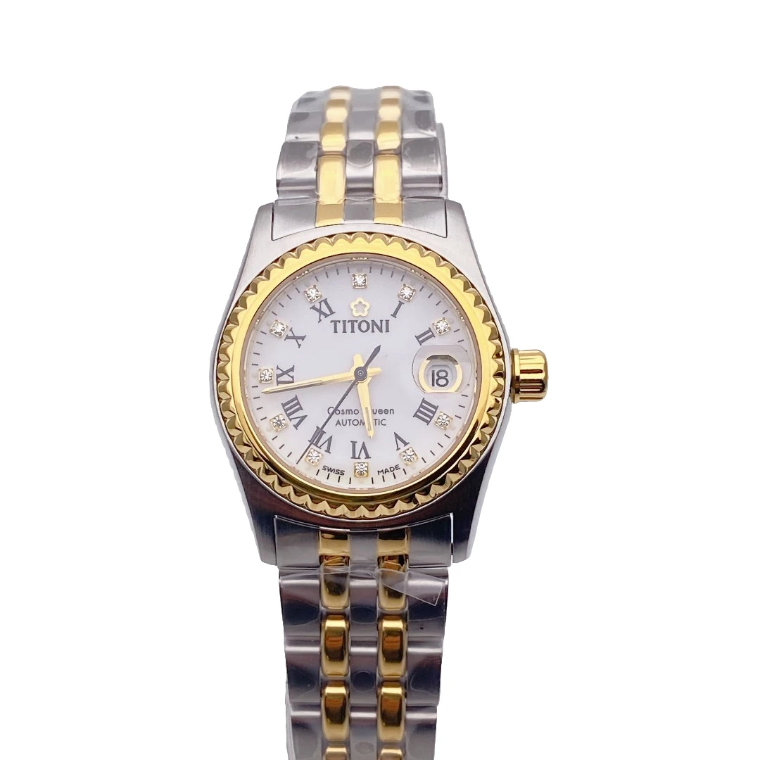 95新 Titoni/梅花 宇宙728经典原装镶钻优雅女士名表26mm