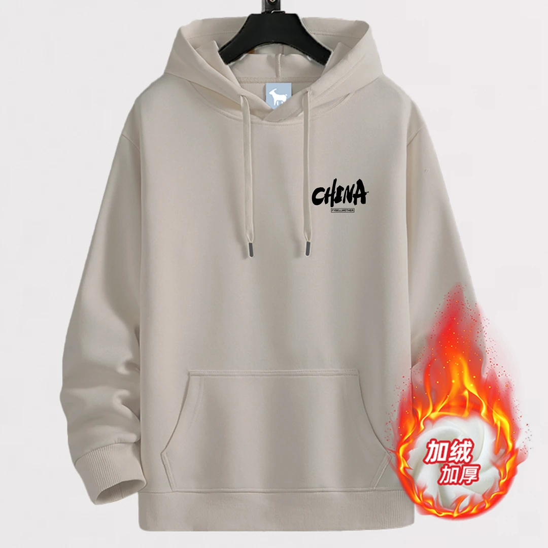 春秋新款 450克重磅加绒加厚连帽卫衣 百搭情侣宽松潮流男士冬季