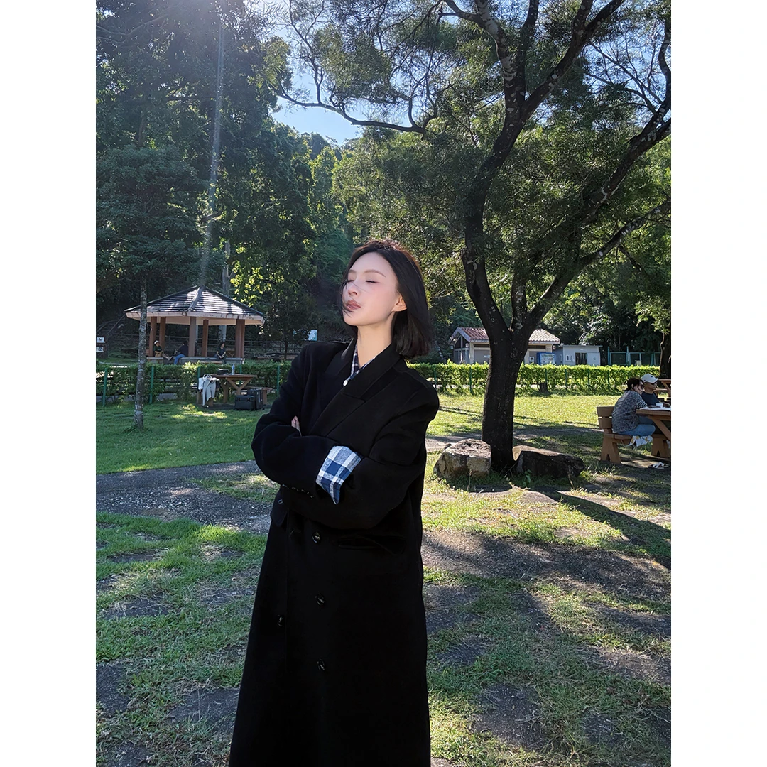 FORNI  电影感女主 100绵羊毛翻领宽松大衣气质时尚休闲百搭女士