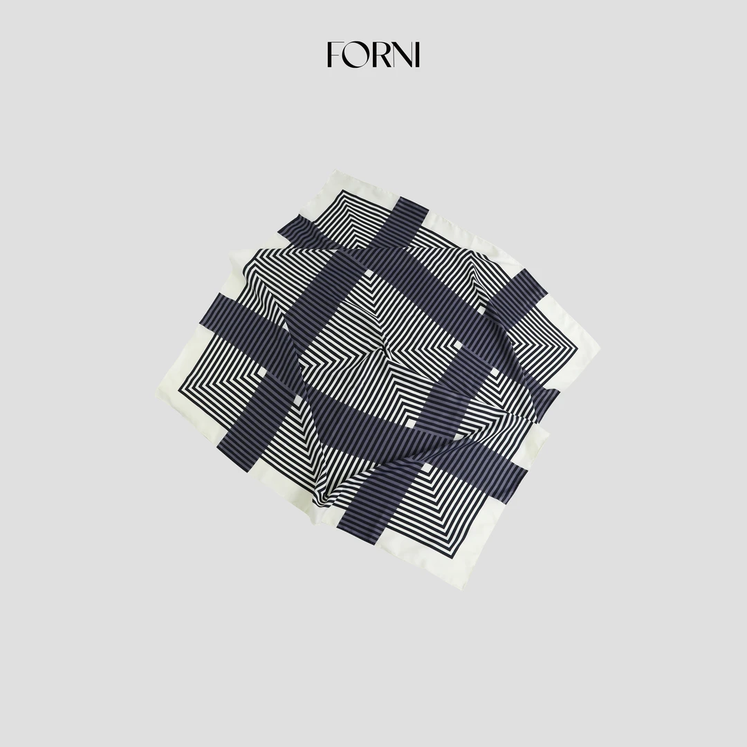 FORNI  时尚密码条纹丝巾休闲气质百搭方巾