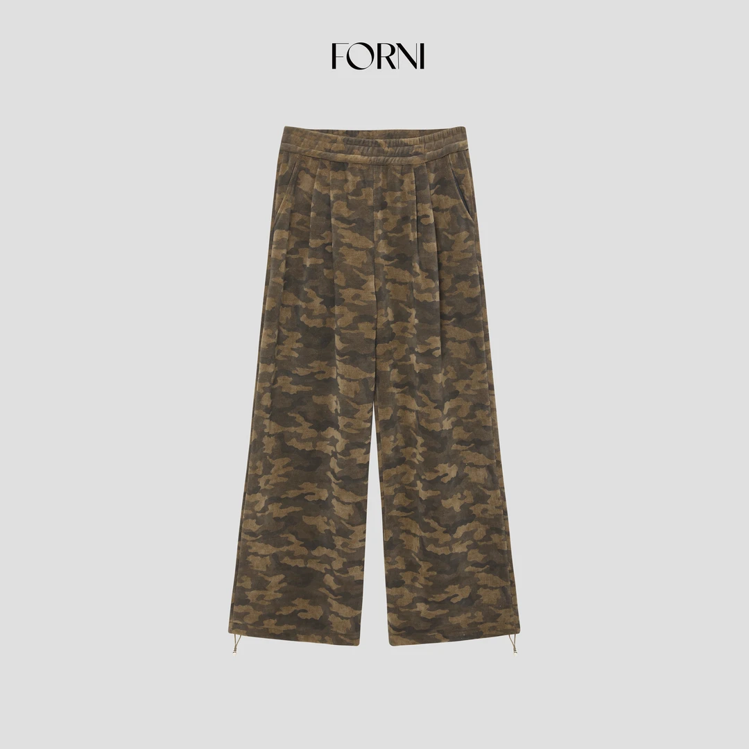 FORNI 米兰街头松紧腰迷彩休闲裤松紧腰迷彩休闲裤女