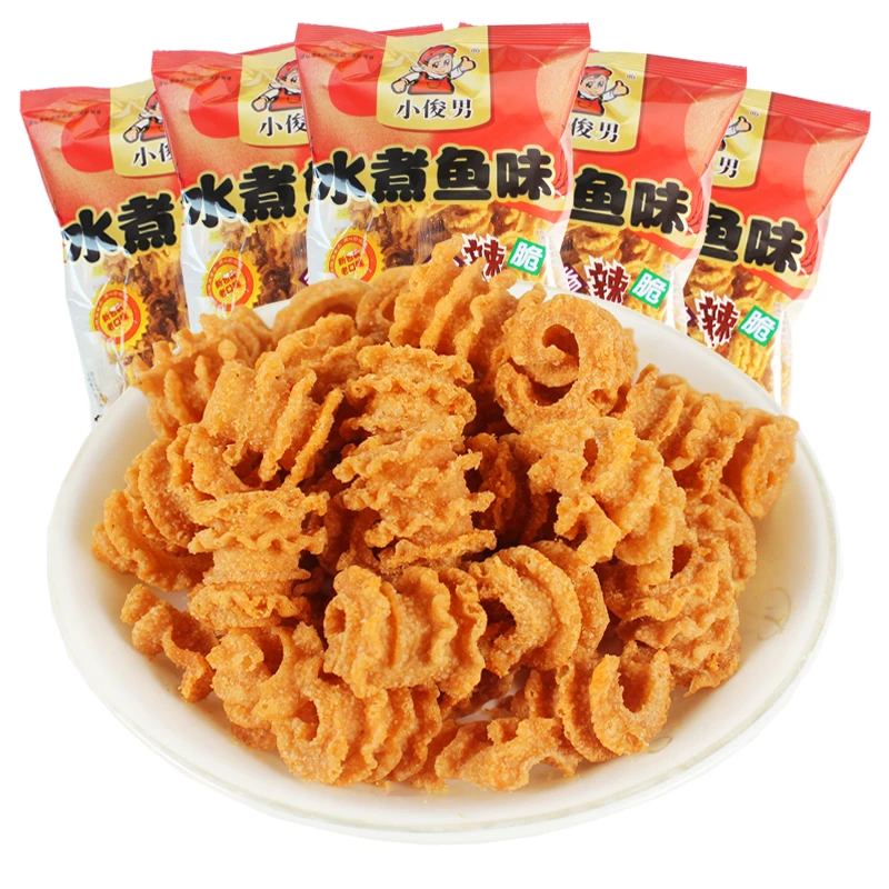 小俊男水煮鱼味香辣脆大包解馋麻辣披萨卷膨化食品儿时怀旧小零食
