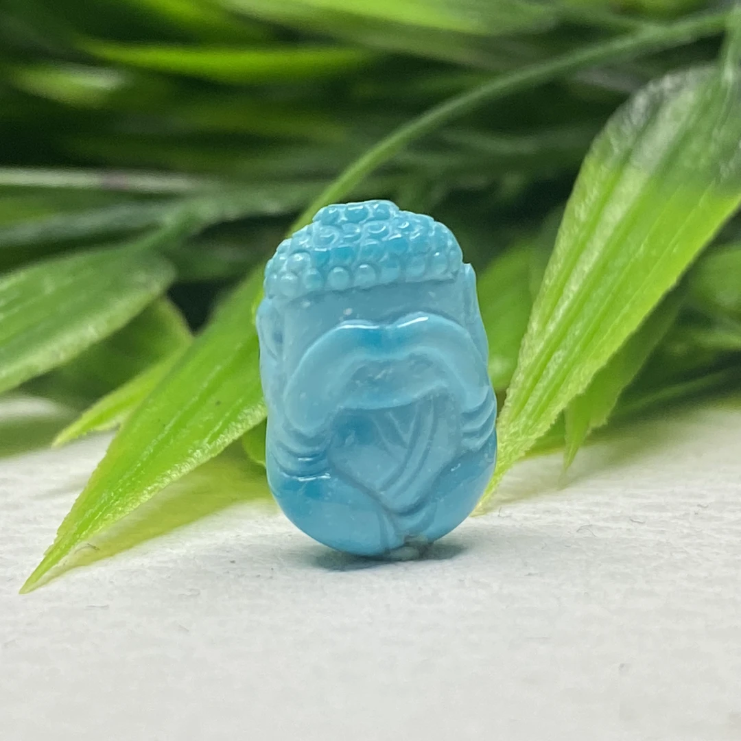 天然原矿绿松石无相宝宝佛不看尺寸9.1*13.4*5.5高瓷高色地大质检