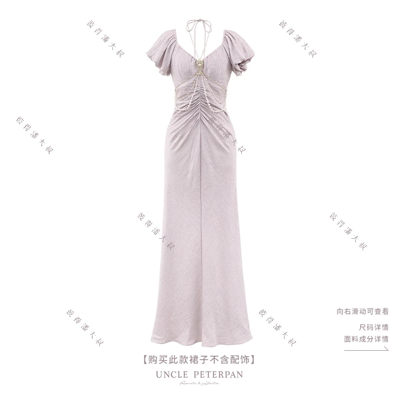 《雅典娜的赞歌》法式肌理感舒适面料灯笼袖修身连衣裙彼得潘大叔