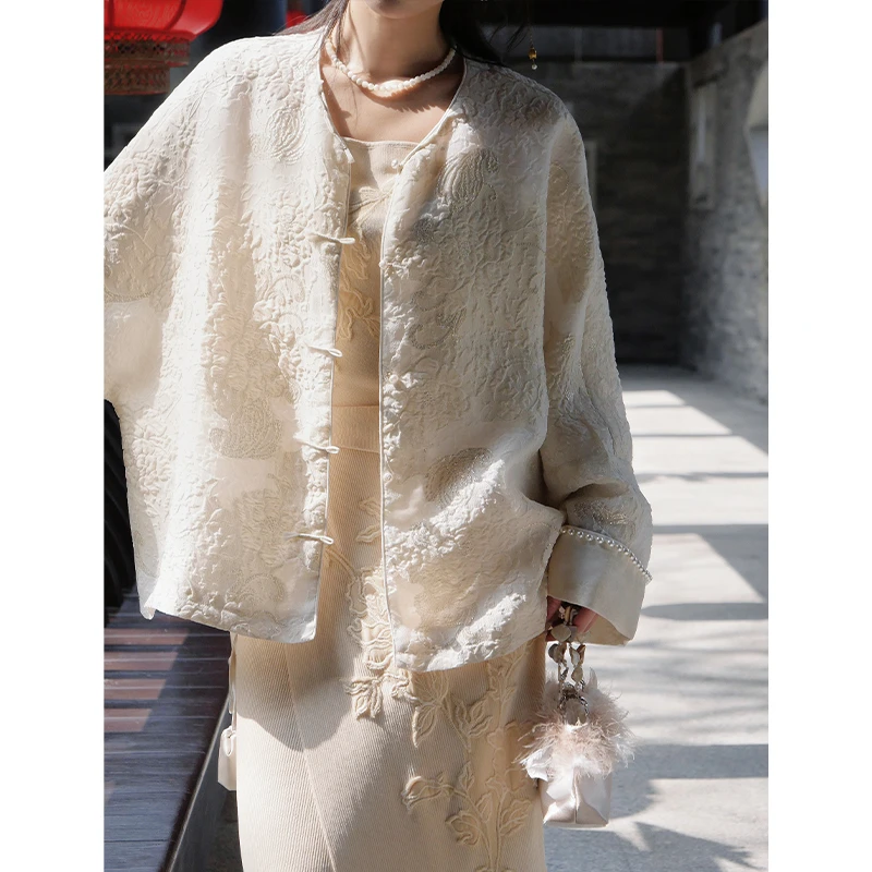 《向阳牡丹》重工提花新中式外套长袖彼得潘大叔