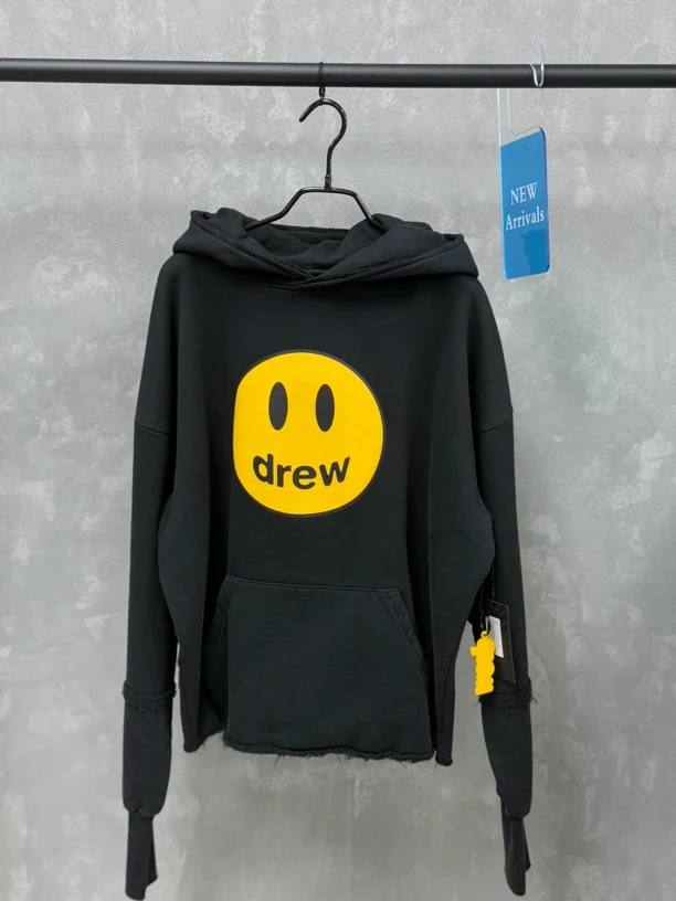 未使用 Drew house笑脸连帽拼接破坏卫衣 XS 衣长59 胸围118
