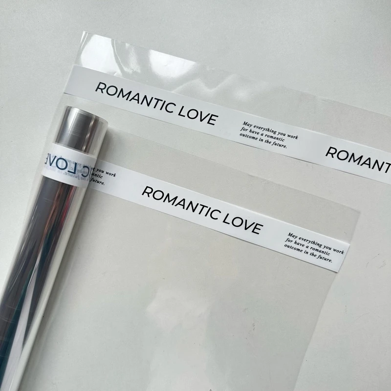 初意 英文防水玻璃纸白色浪漫爱情透明OPP膜网红简约英文字母包装