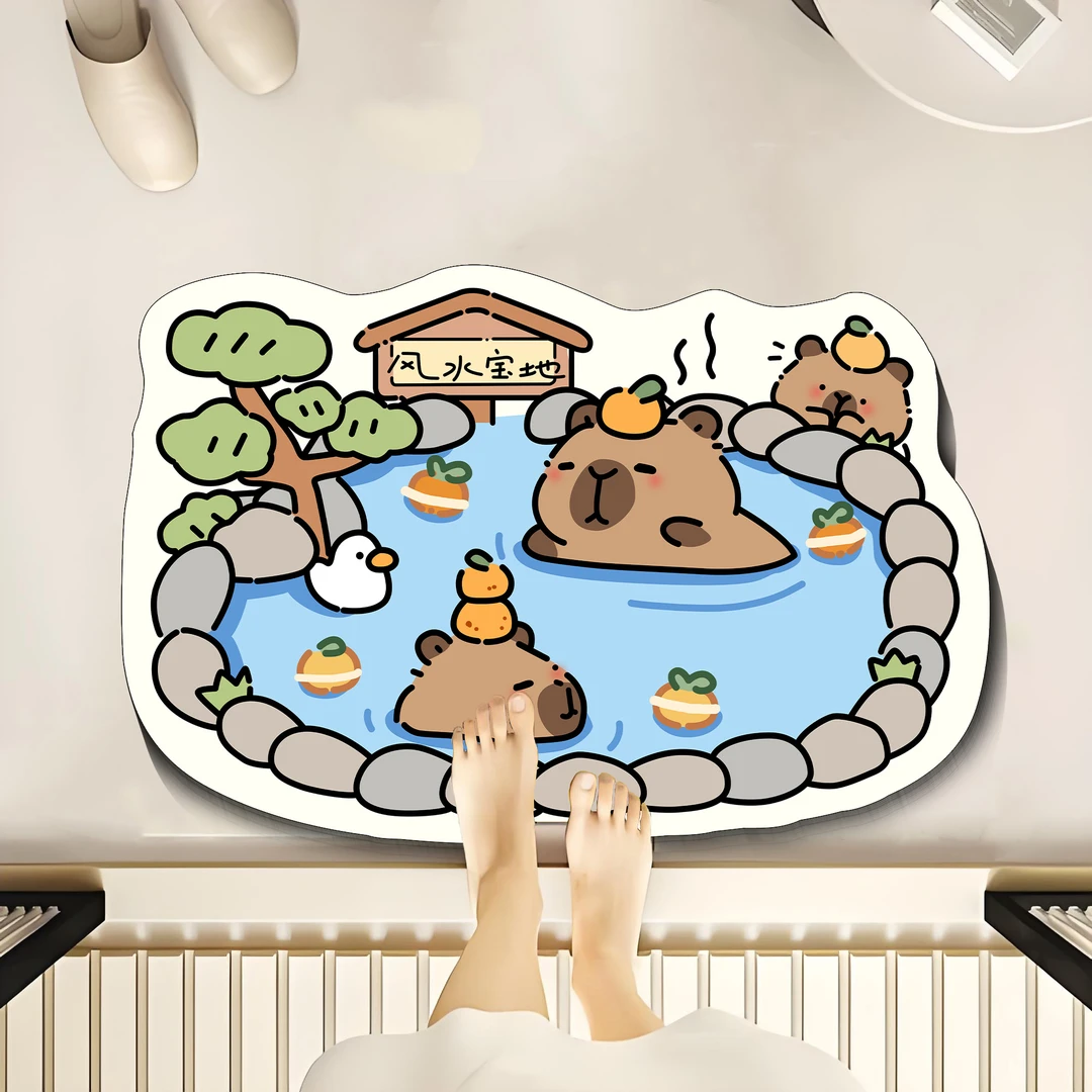 硅藻泥地垫浴室卫生间门口吸水垫防滑速干家用门口脚垫子卡通地毯
