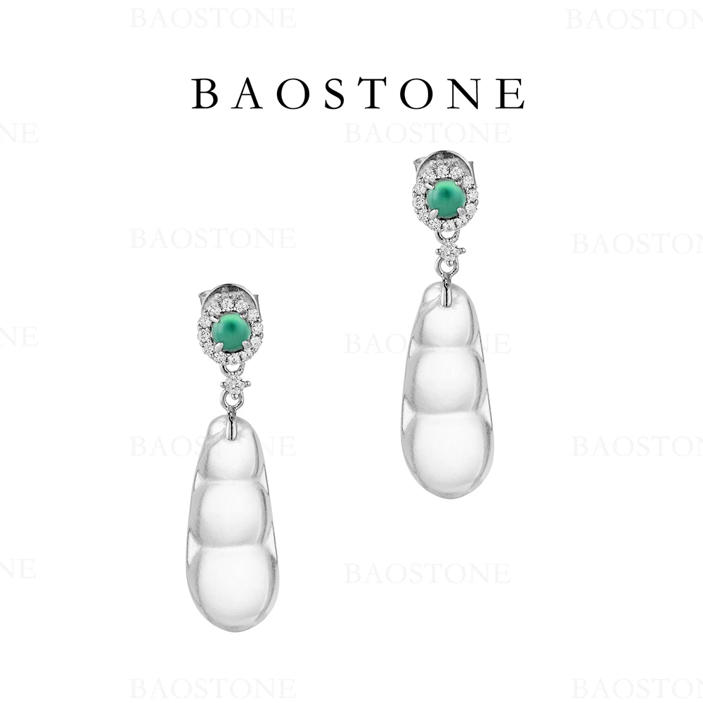 BAOSTONE 925银耳饰 【白冰四季福豆耳坠】气质优雅轻奢E230-zz