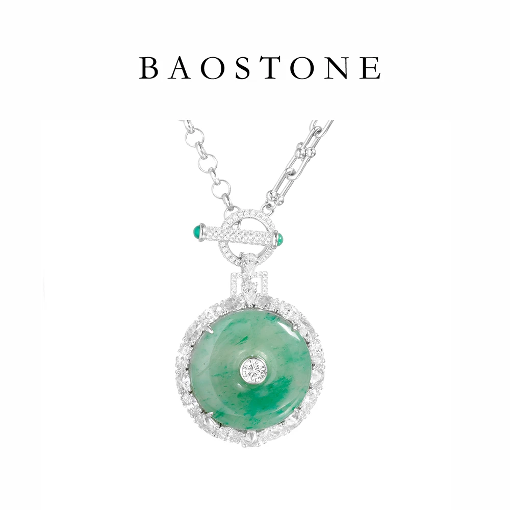 BAOSTONE 坠链均925银合成锆石 【平安扣】镶钻轻奢L-T289